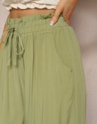 airisa Pantaloni Palazzo Verzi Talie înaltă din Bumbac cu elastic în talie Nellsea
