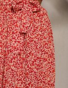 airisa Pantaloni Roșii Plisați Palazzo cu talie înaltă cu cordon din material și elastic în talie Isefia