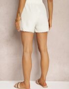 airisa Pantaloni scurți Bej deschis din bumbac și viscoză stil Bermuda cu elastic în talie și model ajurat Nelsianae