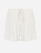 airisa Pantaloni scurți bej deschis High Waist cu Vâscoză și Bumbac Decorați cu Dantelă și Elastic în Talie Tadea