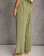 airisa Pantaloni verde deschis din bumbac tip Palazzo cu talie înaltă cu elastic în talie Nelsaria
