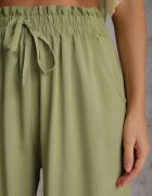 airisa Pantaloni verde deschis din bumbac tip Palazzo cu talie înaltă cu elastic în talie Nelsaria