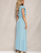 airisa Rochie Evazată Albastru deschis Maxi din Bumbac cu croi petrecut Asmerie