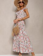 airisa Rochie Florală Albastră deschisă Cloș din bumbac cu bretele Kalassia