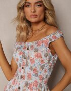 airisa Rochie Florală Albastră deschisă Cloș din bumbac cu bretele Kalassia