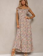 airisa Rochie Florală Verde deschis Evazată din bumbac cu bretele Kalassia