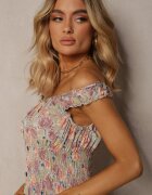 airisa Rochie Florală Verde deschis Evazată din bumbac cu bretele Kalassia