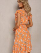 airisa Rochie Portocalie Petrecută De vară Din bumbac Cu imprimeu floral Ilivanna