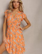 airisa Rochie Portocalie Petrecută De vară Din bumbac Cu imprimeu floral Ilivanna