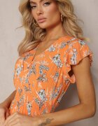 airisa Rochie Portocalie Petrecută De vară Din bumbac Cu imprimeu floral Ilivanna