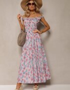 airisa Rochie Roz deschis Florală Evazată din Bumbac cu Bretele Kalassia