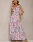 airisa Rochie Roz deschis Florală Evazată din Bumbac cu Bretele Kalassia