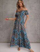 airisa Rochie verde închis stil spaniolă Boho din bumbac cu elastic în talie Lovedia