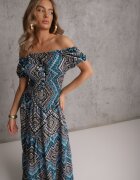 airisa Rochie verde închis stil spaniolă Boho din bumbac cu elastic în talie Lovedia