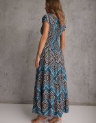 airisa Rochie verde închis stil spaniolă Boho din bumbac cu elastic în talie Lovedia