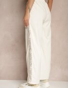 alina Pantaloni Largi Bej deschis din bumbac High Waist Decorați cu dantelă Efandiela