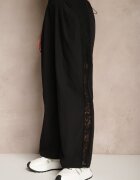 alina Pantaloni Largi Negri din Bumbac High Waist Decorați cu Dantelă Efandiela