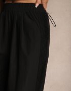 alina Pantaloni Largi Negri din Bumbac High Waist Decorați cu Dantelă Efandiela