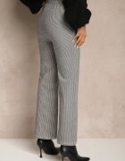 alina Pantaloni Negru-Alb din Bumbac cu Croială Largă Talie Înaltă cu Model în Carouri Alimuna