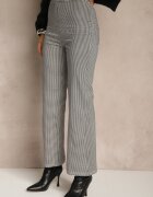 alina Pantaloni Negru-Alb din Bumbac cu Croială Largă Talie Înaltă cu Model în Carouri Alimuna