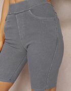 alina Pantaloni scurți Albastru închis cu elastic în talie High Waist Lorolia