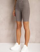alina Pantaloni scurți bej închis cu elastic în talie High Waist Lorolia