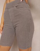 alina Pantaloni scurți bej închis cu elastic în talie High Waist Lorolia