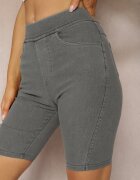 alina Pantaloni scurți Gri cu elastic în talie High Waist Lorolia
