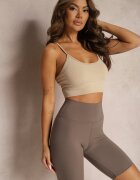 alina Pantaloni scurți Maro tip ciclist cu talie înaltă și elastic în talie Xelfea