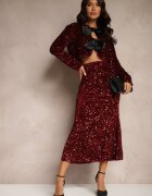allyson Bluză Bolero Bordo cu Paiete cu Fundițe din Satin Issanis