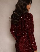 allyson Bluză Bolero Bordo cu Paiete cu Fundițe din Satin Issanis