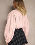allyson Cămașă Roz Bufantă din bumbac stil retro cu fundă decorativă Frulla