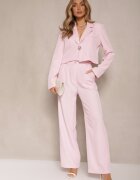 allyson Completu Roz tip costum cu Pantaloni și Sacou cu Broșă Ravkio