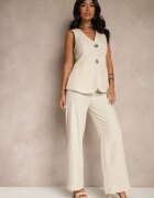 allyson Compleu Bej Tip Costum Vestă și Pantaloni Filavelle