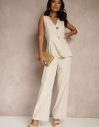 allyson Compleu Bej Tip Costum Vestă și Pantaloni Filavelle