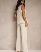 allyson Compleu Bej Tip Costum Vestă și Pantaloni Filavelle