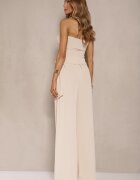 allyson Compleu Bej Top Bandeau cu Trenă și Pantaloni cu croială largă Redomiae