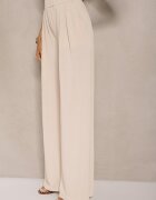 allyson Compleu Bej Top Bandeau cu Trenă și Pantaloni cu croială largă Redomiae