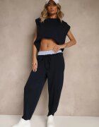 allyson Compleu de Trening Bleumarin cu Viscoză Pantaloni cu șnur decorativ și Top Nitunela
