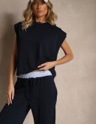 allyson Compleu de Trening Bleumarin cu Viscoză Pantaloni cu șnur decorativ și Top Nitunela