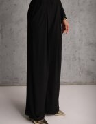 allyson Compleu Elegant Negru Pantaloni Wide Leg și Bluză cu Perne la Umeri Sewinea
