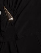 allyson Compleu Elegant Negru Pantaloni Wide Leg și Bluză cu Perne la Umeri Sewinea