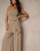 allyson Compleu Maro Top Bandeau cu Trenă și Pantaloni cu croi larg Redomiae