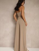 allyson Compleu Maro Top Bandeau cu Trenă și Pantaloni cu croi larg Redomiae