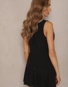 allyson Compleu Negru tip Costum Vestă și Fustă cu Pliuri Talkio