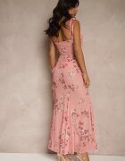 allyson Compleu Roz cu imprimeu floral fustă și top decorat cu volane și legătură Saraveira