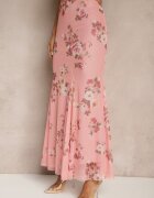 allyson Compleu Roz cu imprimeu floral fustă și top decorat cu volane și legătură Saraveira