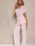 allyson Compleu Roz cu Pantaloni Largi și Cămașă cu Șnur Decorativ Filaniella