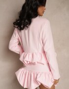 allyson Compleu Roz în Stil Costum cu Volane Sacou și Fustă-Pantaloni scurți Volene