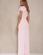 allyson Compleu Roz Pantaloni cu croială largă și Bluză asimetrică cu încrețituri Nitara